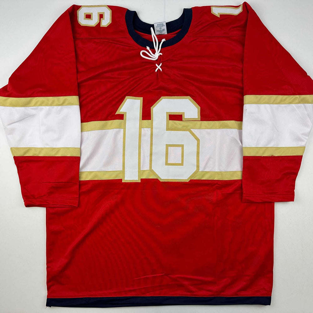 Facsimile Autographed Aleksander Barkov Florida Red Reprint Laser Auto Hockey Jersey Size Men's XL (ONLINE ORDER ONLY)