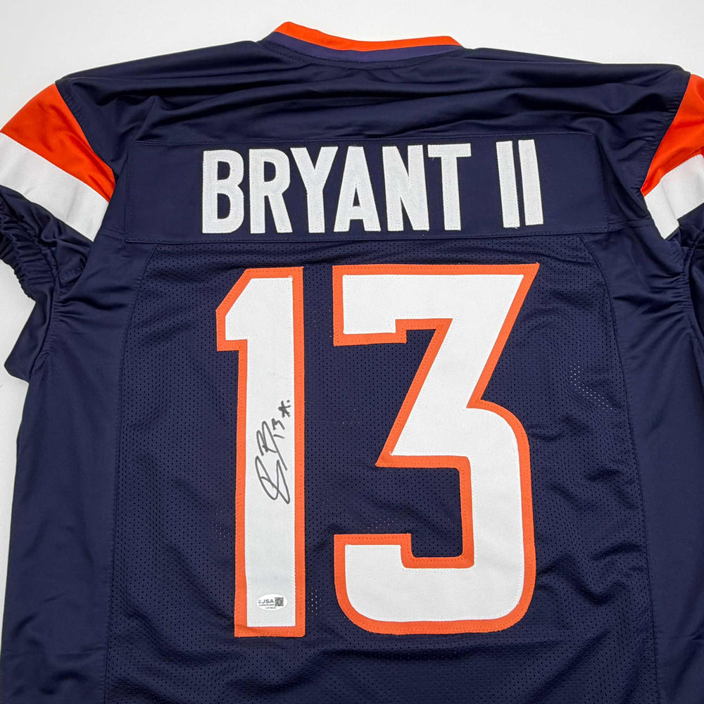 Autographed/Signed Pat Bryant II Denver Blue Pro Cut Football Jersey JSA COA (ONLINE ORDER ONLY)