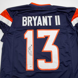 Autographed/Signed Pat Bryant II Denver Blue Pro Cut Football Jersey JSA COA (ONLINE ORDER ONLY)