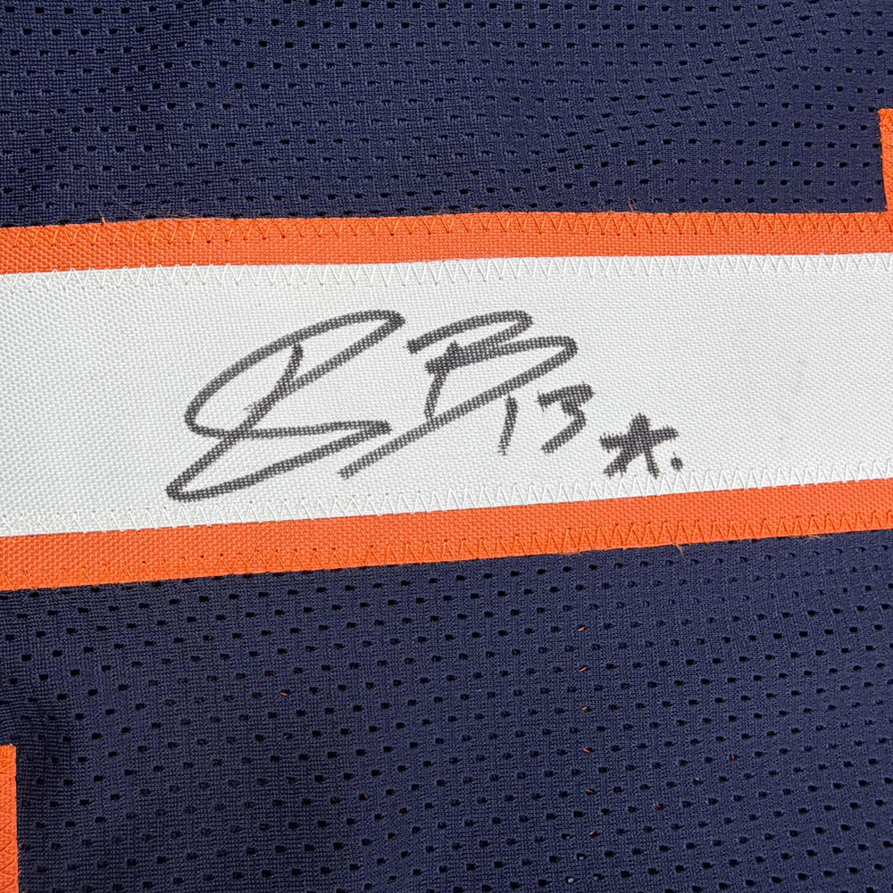 Autographed/Signed Pat Bryant II Denver Blue Pro Cut Football Jersey JSA COA (ONLINE ORDER ONLY)