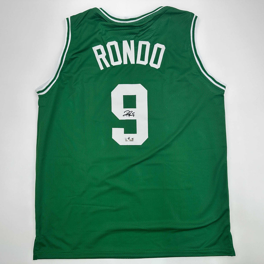Facsimile Autographed Rajon Rondo Boston Green Reprint Laser Auto Basketball Jersey Size Men's XL (ONLINE ORDER ONLY)
