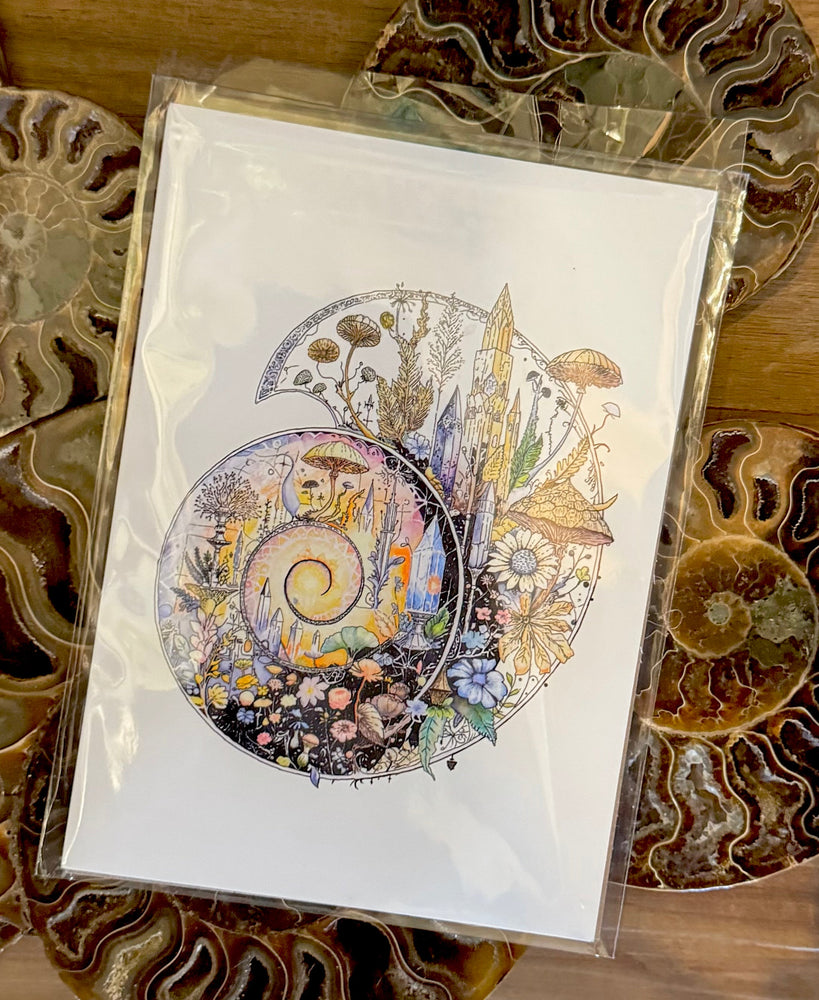 Ammonite Fine Art Print – 5x7 Ancient Fossil Crystal Spiral (ONLINE ORDER ONLY)