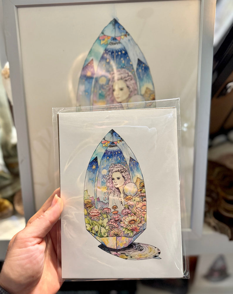 Keeper of Quartz Dreams Art Print – 5x7 Fantasy Crystal Art with Poetry (ONLINE ORDER ONLY)
