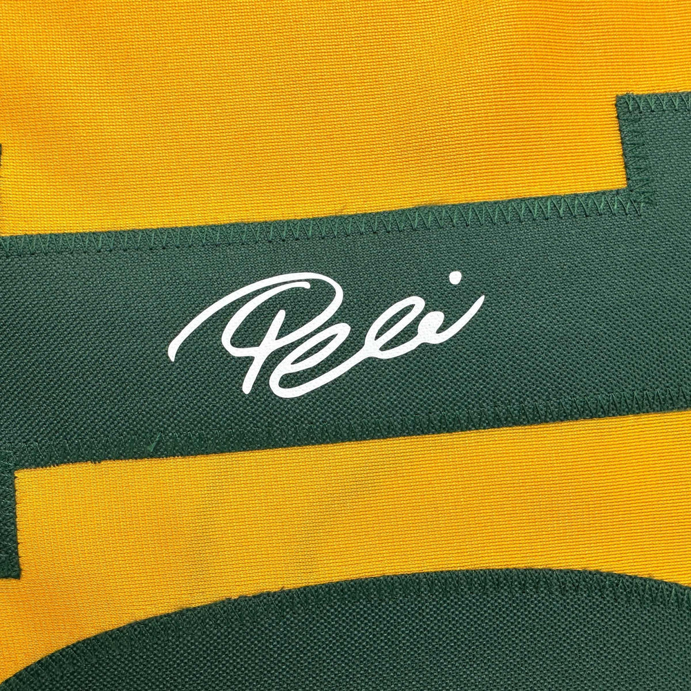 Facsimile Autographed Pele Brazil Yellow World Cup Reprint Laser Auto Soccer Jersey Size Men's XL (ONLINE ORDER ONLY)