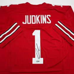 Autographed/Signed Quinshon Judkins Ohio State Red College Football Jersey Beckett BAS COA (ONLINE ORDER ONLY)