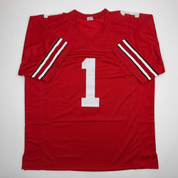 Autographed/Signed Quinshon Judkins Ohio State Red College Football Jersey Beckett BAS COA (ONLINE ORDER ONLY)