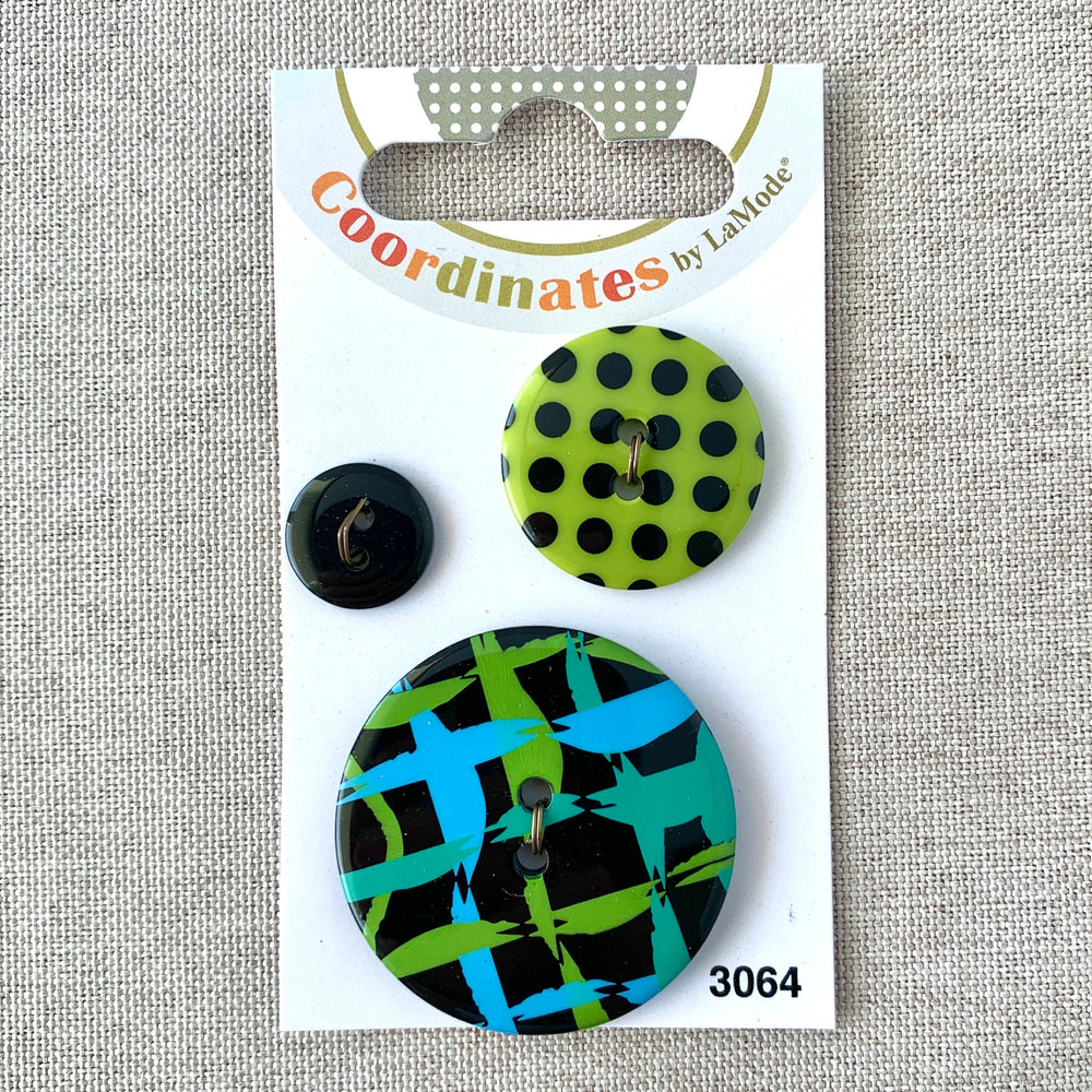 3064 - Coordinates - 2 Hole - Assorted Sizes - Black Blue Green (ONLINE ORDER ONLY)