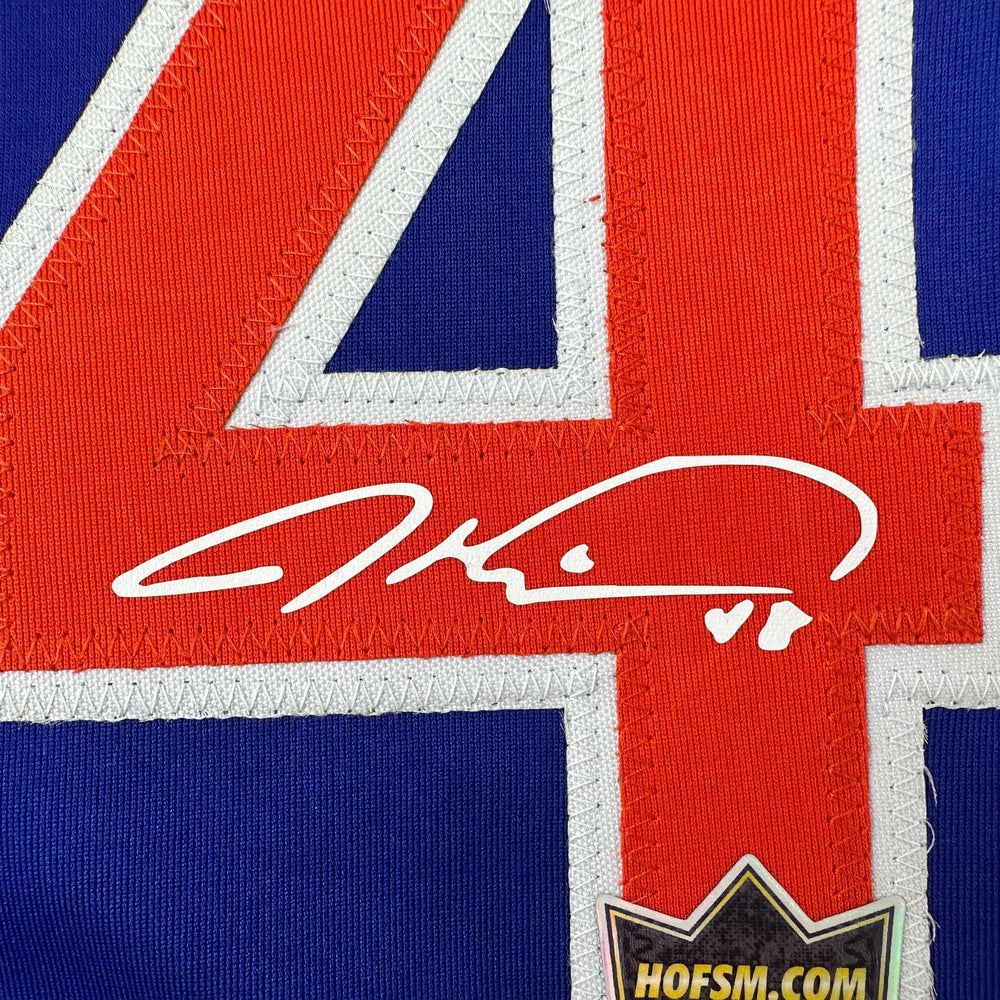 Facsimile Autographed Jacob DeGrom New York Blue Reprint Laser Auto Baseball Jersey Size Men's XL (ONLINE ORDER ONLY)