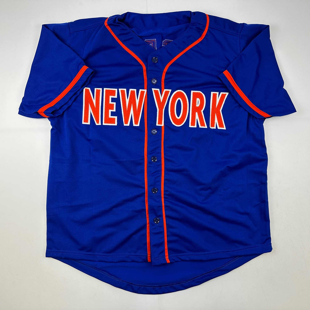 Facsimile Autographed Jacob DeGrom New York Blue Reprint Laser Auto Baseball Jersey Size Men's XL (ONLINE ORDER ONLY)