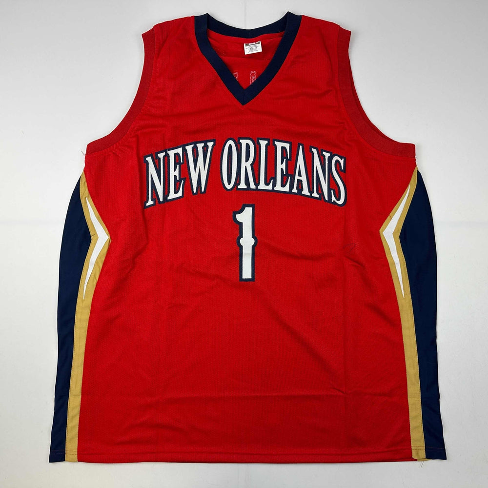 Facsimile Autographed Zion Williamson New Orleans Red Reprint Laser Auto Basketball Jersey Size Men's XL (ONLINE ORDER ONLY)