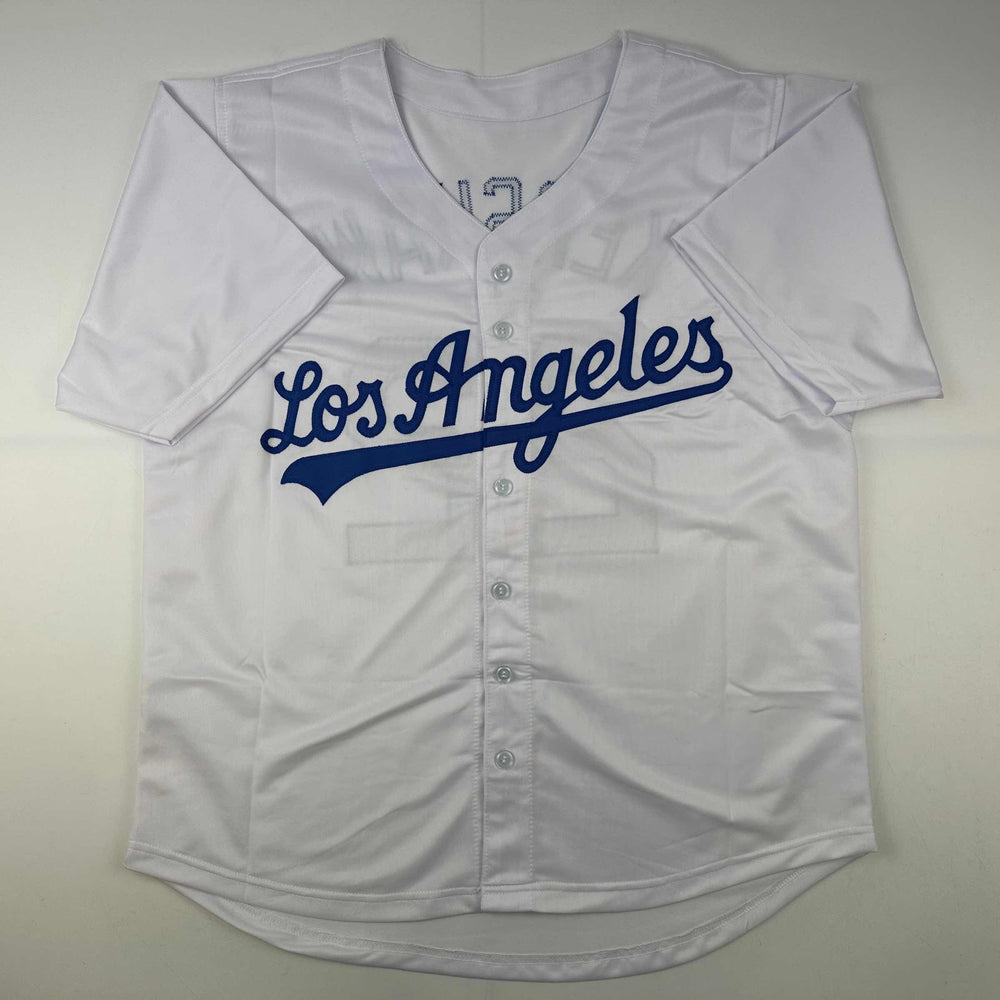 Facsimile Autographed Clayton Kershaw Los Angeles LA White Reprint Laser Auto Baseball Jersey Size Men's XL (ONLINE ORDER ONLY)