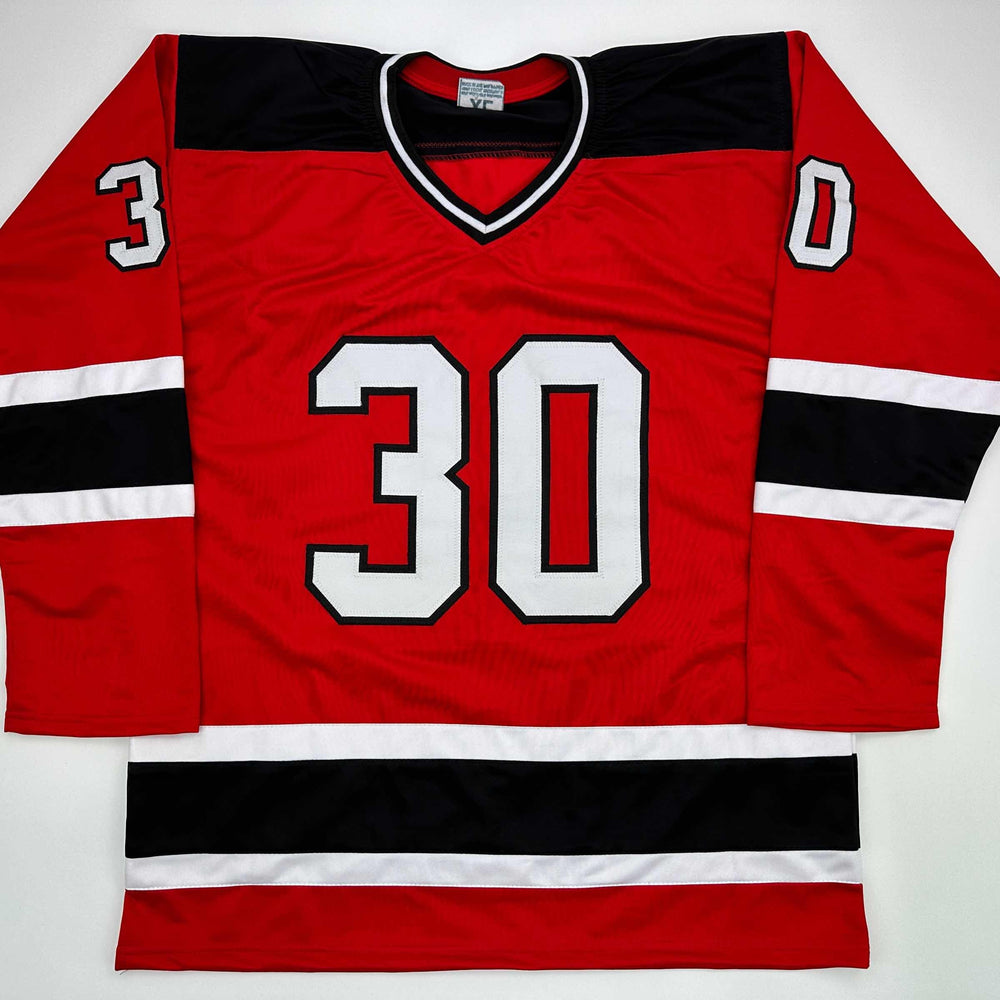 Facsimile Autographed Martin Brodeur New Jersey Red Reprint Laser Auto Hockey Jersey Size Men's XL (ONLINE ORDER ONLY)