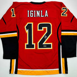 Facsimile Autographed Jarome Iginla Calgary Red Reprint Laser Auto Hockey Jersey Size Men's XL (ONLINE ORDER ONLY)