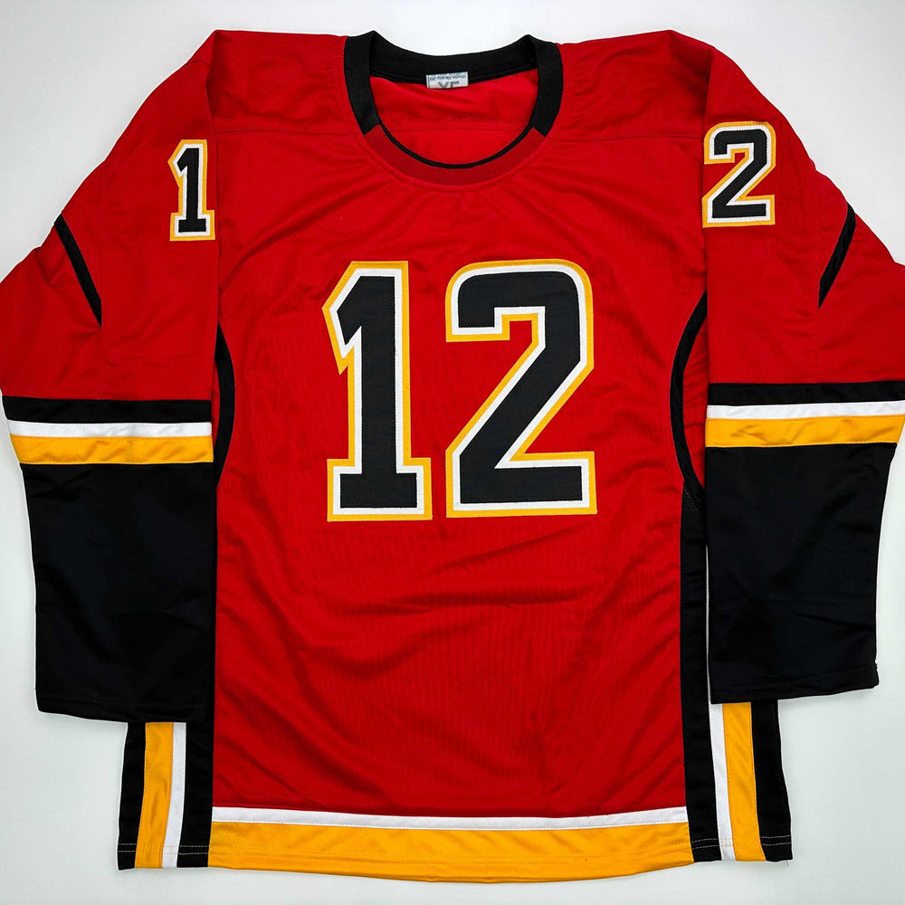 Facsimile Autographed Jarome Iginla Calgary Red Reprint Laser Auto Hockey Jersey Size Men's XL (ONLINE ORDER ONLY)
