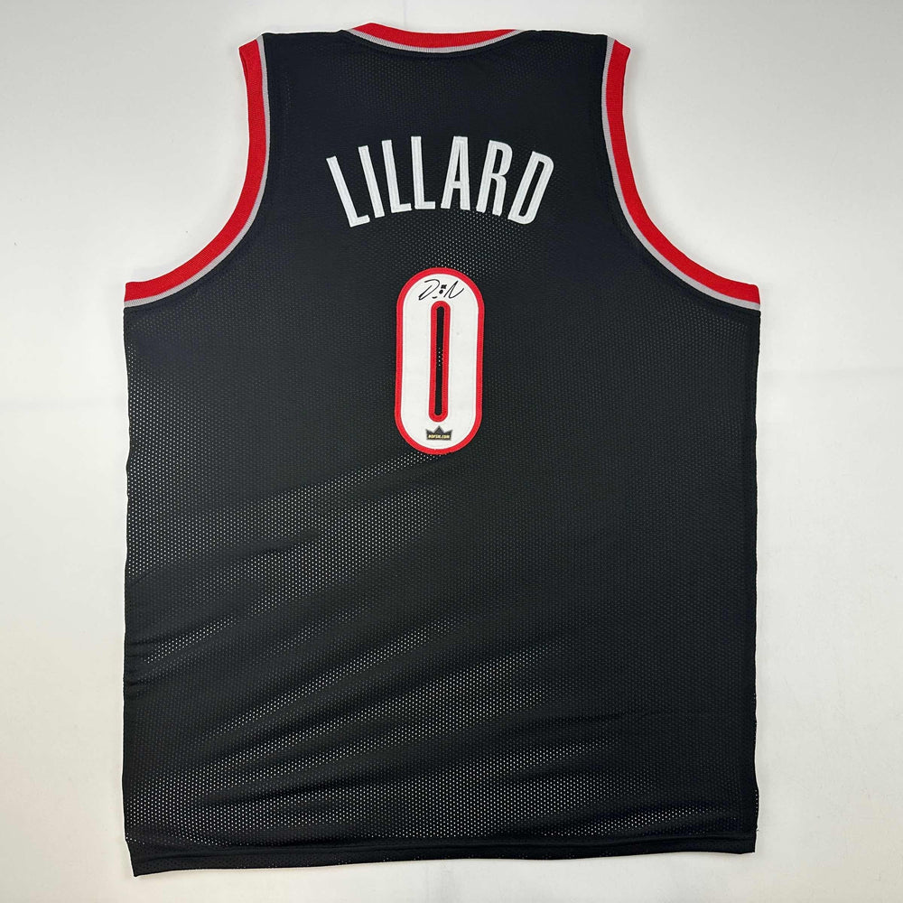 Facsimile Autographed Damian Lillard Portland Black Reprint Laser Auto Basketball Jersey Size Men's XL (ONLINE ORDER ONLY)