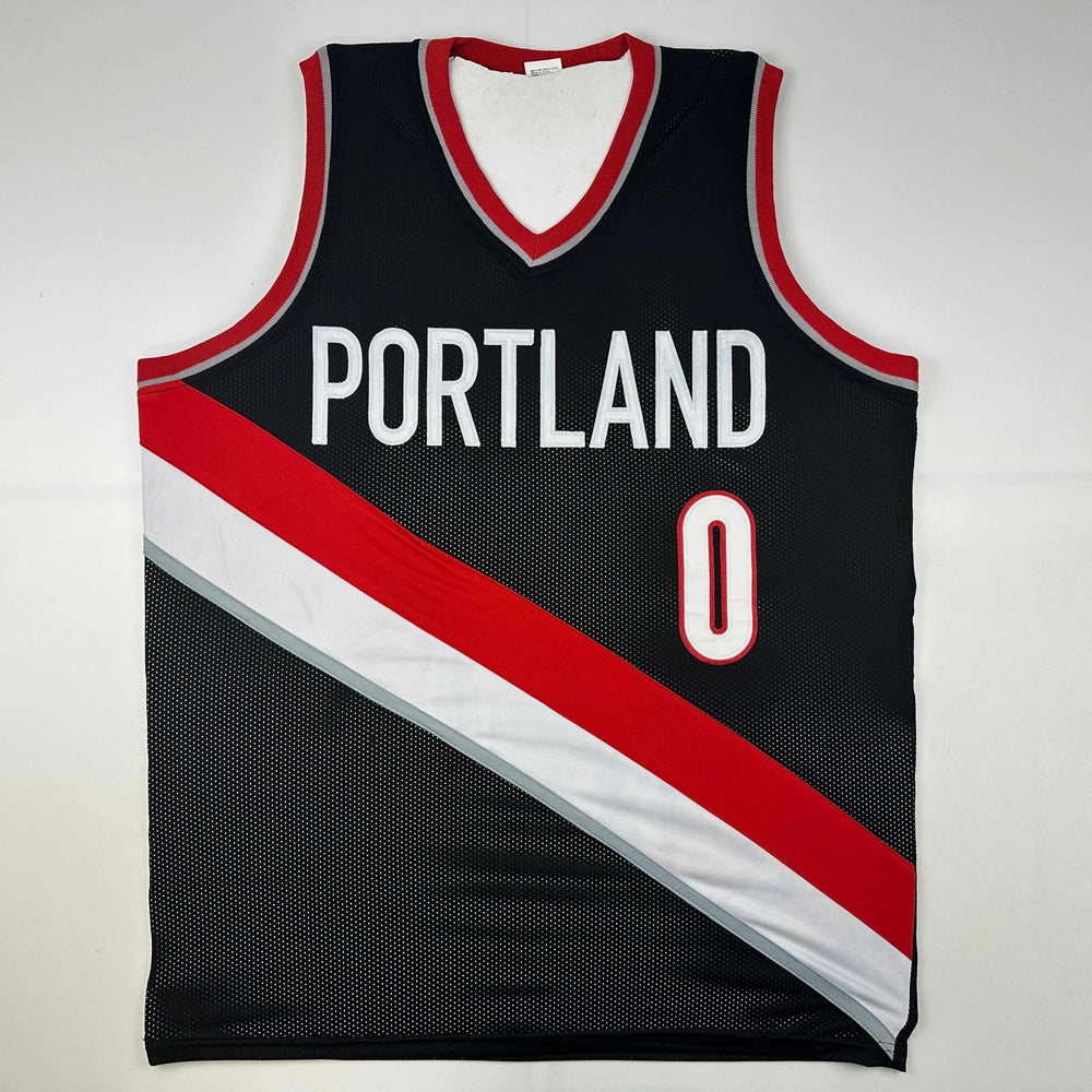 Facsimile Autographed Damian Lillard Portland Black Reprint Laser Auto Basketball Jersey Size Men's XL (ONLINE ORDER ONLY)
