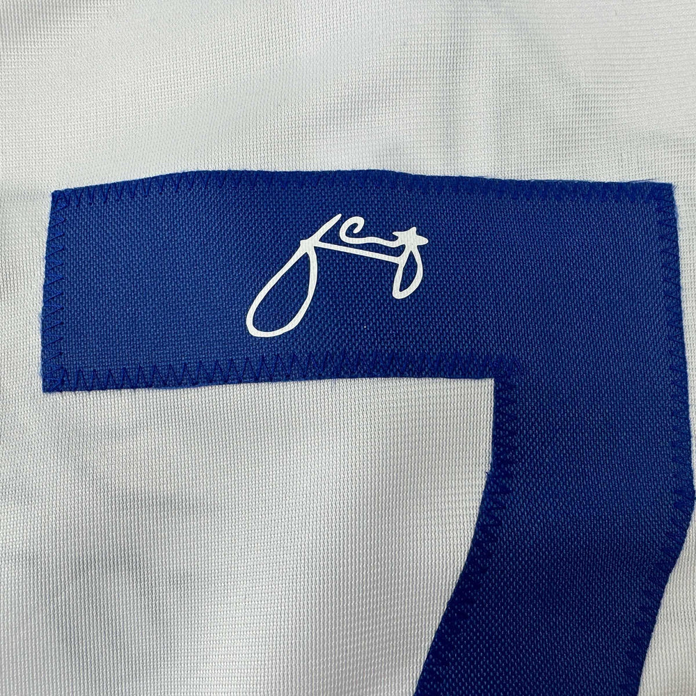 Facsimile Autographed Julio Urias Los Angeles LA White Reprint Laser Auto Baseball Jersey Size Men's XL (ONLINE ORDER ONLY)