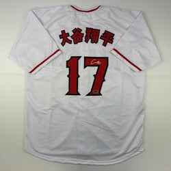 Facsimile Autographed Shohei Ohtani Kanji Los Angeles LA Anaheim White Reprint Laser Auto Baseball Jersey Size Men's XL (ONLINE ORDER ONLY)