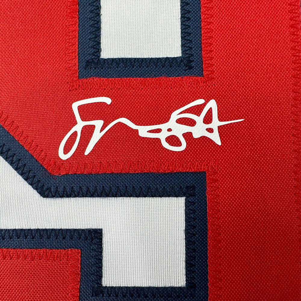 Facsimile Autographed Spencer Strider Atlanta White Reprint Laser Auto Baseball Jersey Size Men's XL (ONLINE ORDER ONLY)