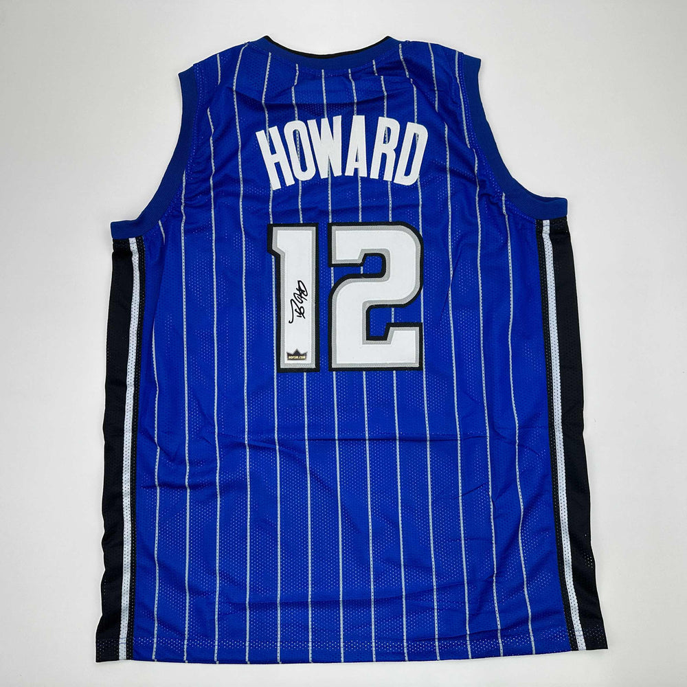 Facsimile Autographed Dwight Howard Orlando Blue Pinstripe Reprint Laser Auto Basketball Jersey Size Men's XL (ONLINE ORDER ONLY)