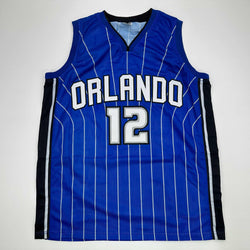 Facsimile Autographed Dwight Howard Orlando Blue Pinstripe Reprint Laser Auto Basketball Jersey Size Men's XL (ONLINE ORDER ONLY)