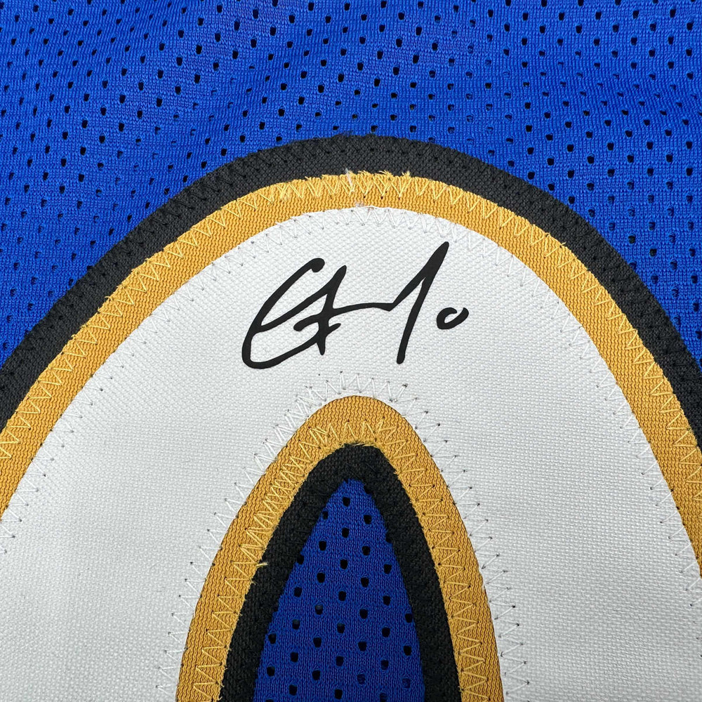 Framed Facsimile Autographed Gilbert Arenas 35x39 Washington Blue Reprint Laser Auto Basketball Jersey (ONLINE ORDER ONLY)