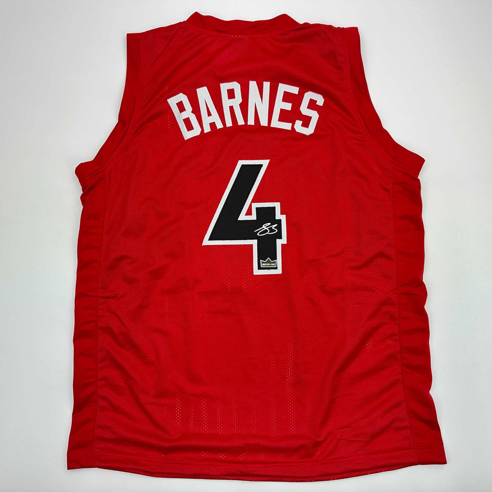 Facsimile Autographed Scottie Barnes Toronto Red Reprint Laser Auto Basketball Jersey Size Men's XL (ONLINE ORDER ONLY)