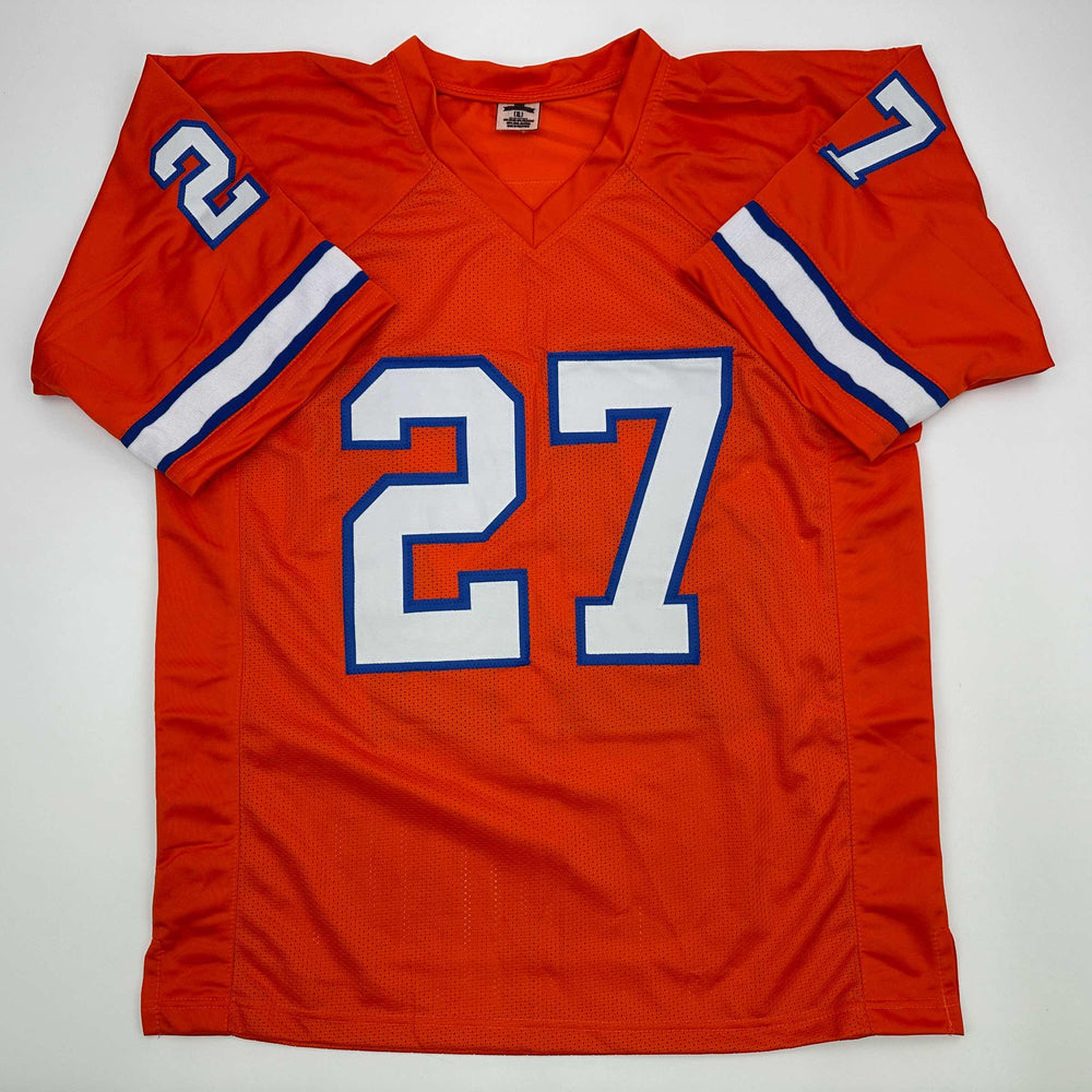 Facsimile Autographed Steve Atwater Denver Orange Reprint Laser Auto Football Jersey Size Men's XL (ONLINE ORDER ONLY)