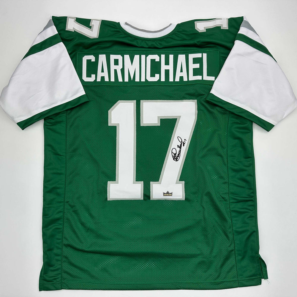 Facsimile Autographed Harold Carmichael Philadelphia Kelly Green Reprint Laser Auto Football Jersey Size Men's XL (ONLINE ORDER ONLY)