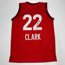Facsimile Autographed Caitlin Clark Indiana Red Reprint Laser Auto Basketball Jersey Size Men's XL (ONLINE ORDER ONLY)