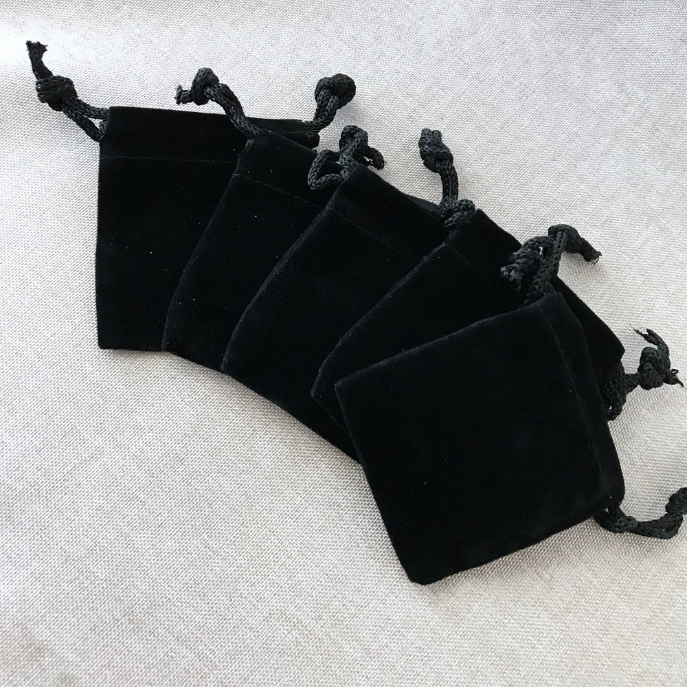 Black Velvet Drawstring Pouches - 2" x 2.5" - Black - Velvet Drawstring Bag (ONLINE ORDER ONLY)