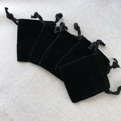 Black Velvet Drawstring Pouches - 2" x 2.5" - Black - Velvet Drawstring Bag (ONLINE ORDER ONLY)