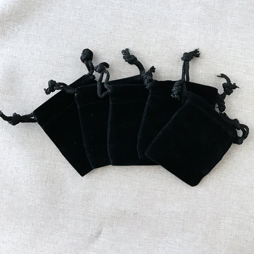 Black Velvet Drawstring Pouches - 2" x 2.5" - Black - Velvet Drawstring Bag (ONLINE ORDER ONLY)