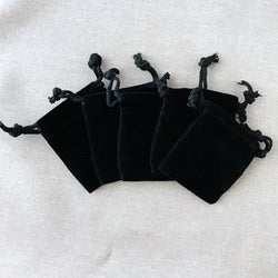 Black Velvet Drawstring Pouches - 2" x 2.5" - Black - Velvet Drawstring Bag (ONLINE ORDER ONLY)