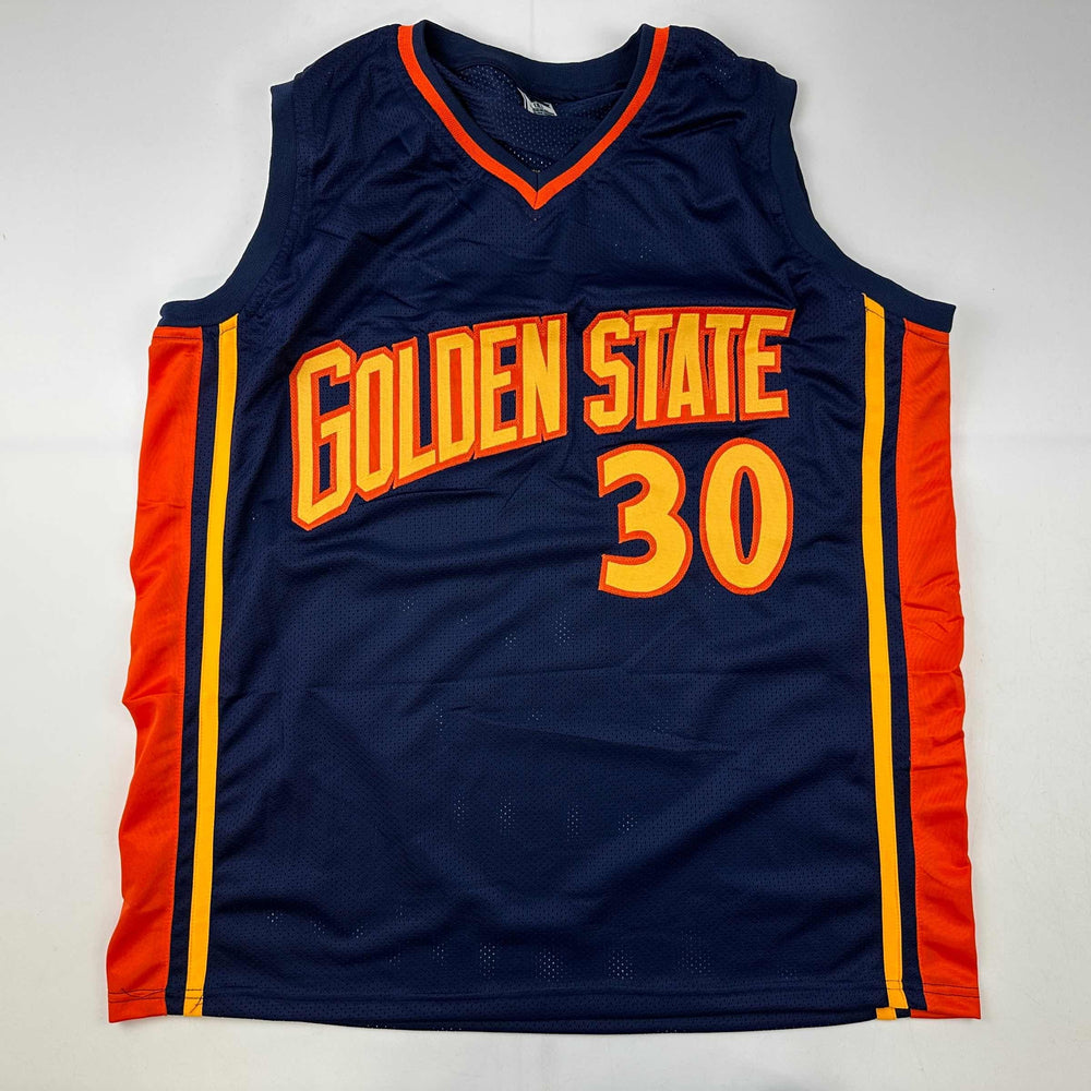 Facsimile Autographed Stephen Steph Curry Golden State Navy Blue Retro Rookie Reprint Laser Auto Basketball Jersey Size Men's XL (ONLINE ORDER ONLY)