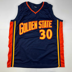 Facsimile Autographed Stephen Steph Curry Golden State Navy Blue Retro Rookie Reprint Laser Auto Basketball Jersey Size Men's XL (ONLINE ORDER ONLY)