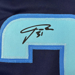 Facsimile Autographed Philipp Grubauer Seattle Blue Reprint Laser Auto Hockey Jersey Size Men's XL (ONLINE ORDER ONLY)