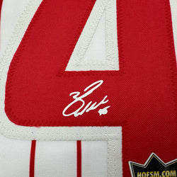 Framed Facsimile Autographed Zack Wheeler 35x39 Philadelphia Pinstripe Reprint Laser Auto Baseball Jersey (ONLINE ORDER ONLY)