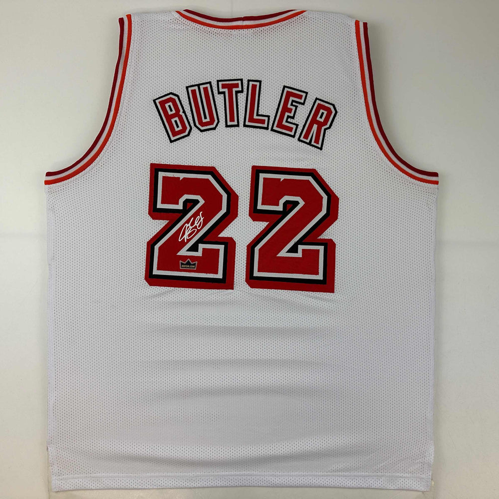 Facsimile Autographed Jimmy Butler Miami White Retro Reprint Laser Auto Basketball Jersey Size Men's XL (ONLINE ORDER ONLY)