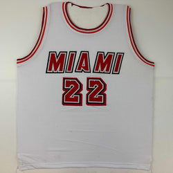 Facsimile Autographed Jimmy Butler Miami White Retro Reprint Laser Auto Basketball Jersey Size Men's XL (ONLINE ORDER ONLY)