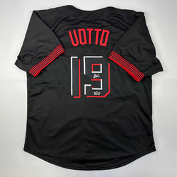 Facsimile Autographed Joey Votto Cincinnati Black City Connect Reprint Laser Auto Baseball Jersey Size Men's XL (ONLINE ORDER ONLY)