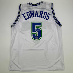 Facsimile Autographed Anthony Edwards Minnesota White Retro Reprint Laser Auto Basketball Jersey Size Men's XL (ONLINE ORDER ONLY)