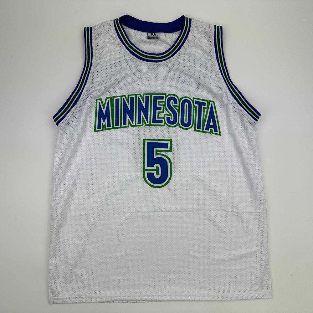 Facsimile Autographed Anthony Edwards Minnesota White Retro Reprint Laser Auto Basketball Jersey Size Men's XL (ONLINE ORDER ONLY)