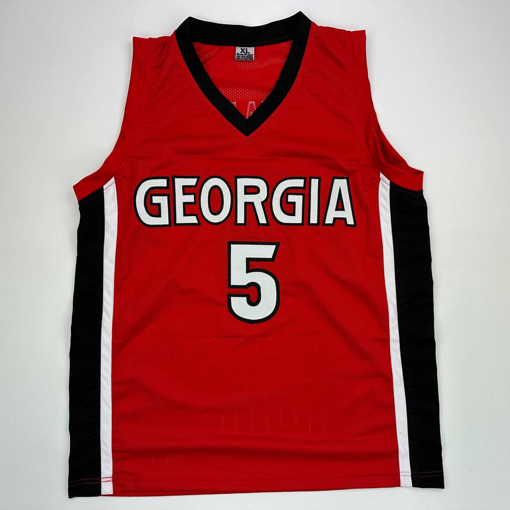 Facsimile Autographed Anthony Edwards Georgia Red Reprint Laser Auto College Basketball Jersey Size Men's XL (ONLINE ORDER ONLY)