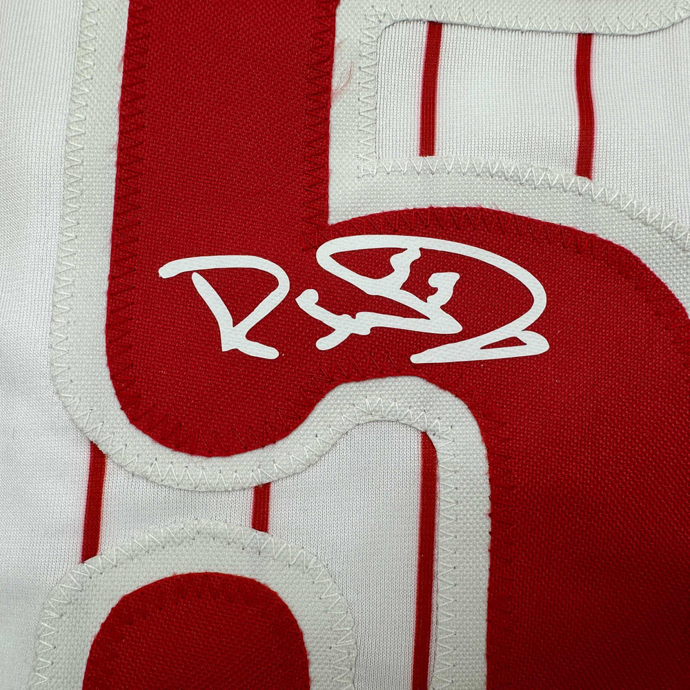 Framed Facsimile Autographed Ranger Suarez 35x39 Philadelphia Pinstripe Reprint Laser Auto Baseball Jersey (ONLINE ORDER ONLY)