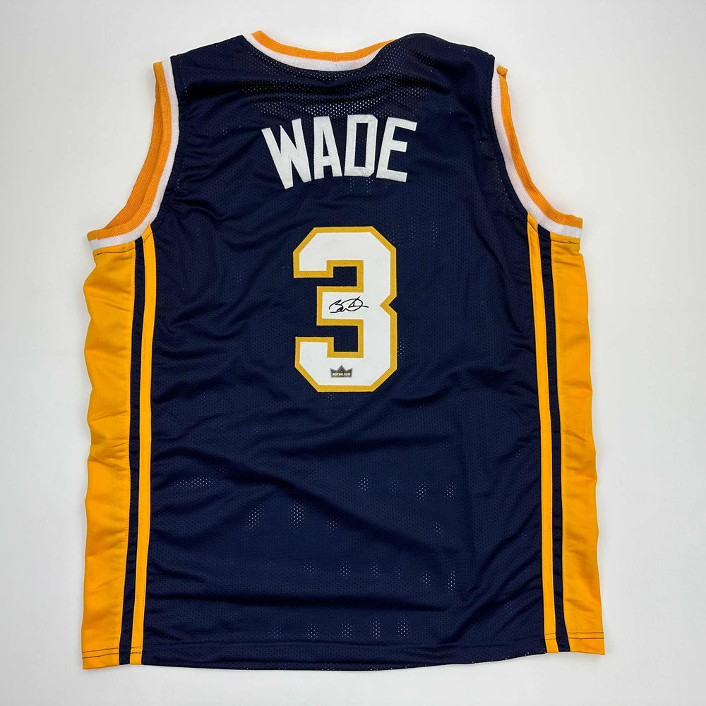 Facsimile Autographed Dwyane Wade Marquette Blue Reprint Laser Auto College Basketball Jersey Size Men's XL (ONLINE ORDER ONLY)