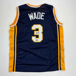 Facsimile Autographed Dwyane Wade Marquette Blue Reprint Laser Auto College Basketball Jersey Size Men's XL (ONLINE ORDER ONLY)