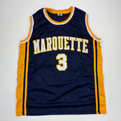 Facsimile Autographed Dwyane Wade Marquette Blue Reprint Laser Auto College Basketball Jersey Size Men's XL (ONLINE ORDER ONLY)