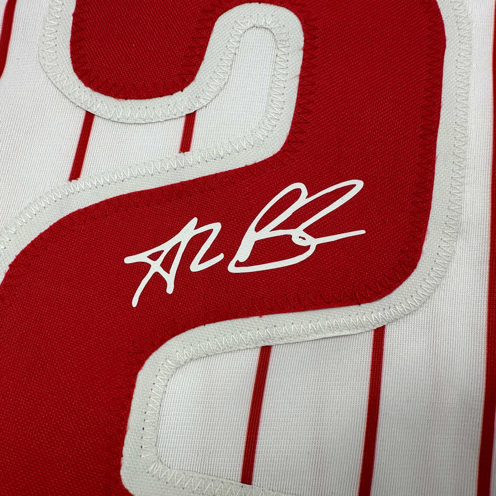 Facsimile Autographed Alec Bohm Philadelphia Pinstripe Reprint Laser Auto Baseball Jersey Size Men's XL (ONLINE ORDER ONLY)