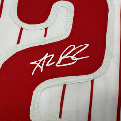 Facsimile Autographed Alec Bohm Philadelphia Pinstripe Reprint Laser Auto Baseball Jersey Size Men's XL (ONLINE ORDER ONLY)